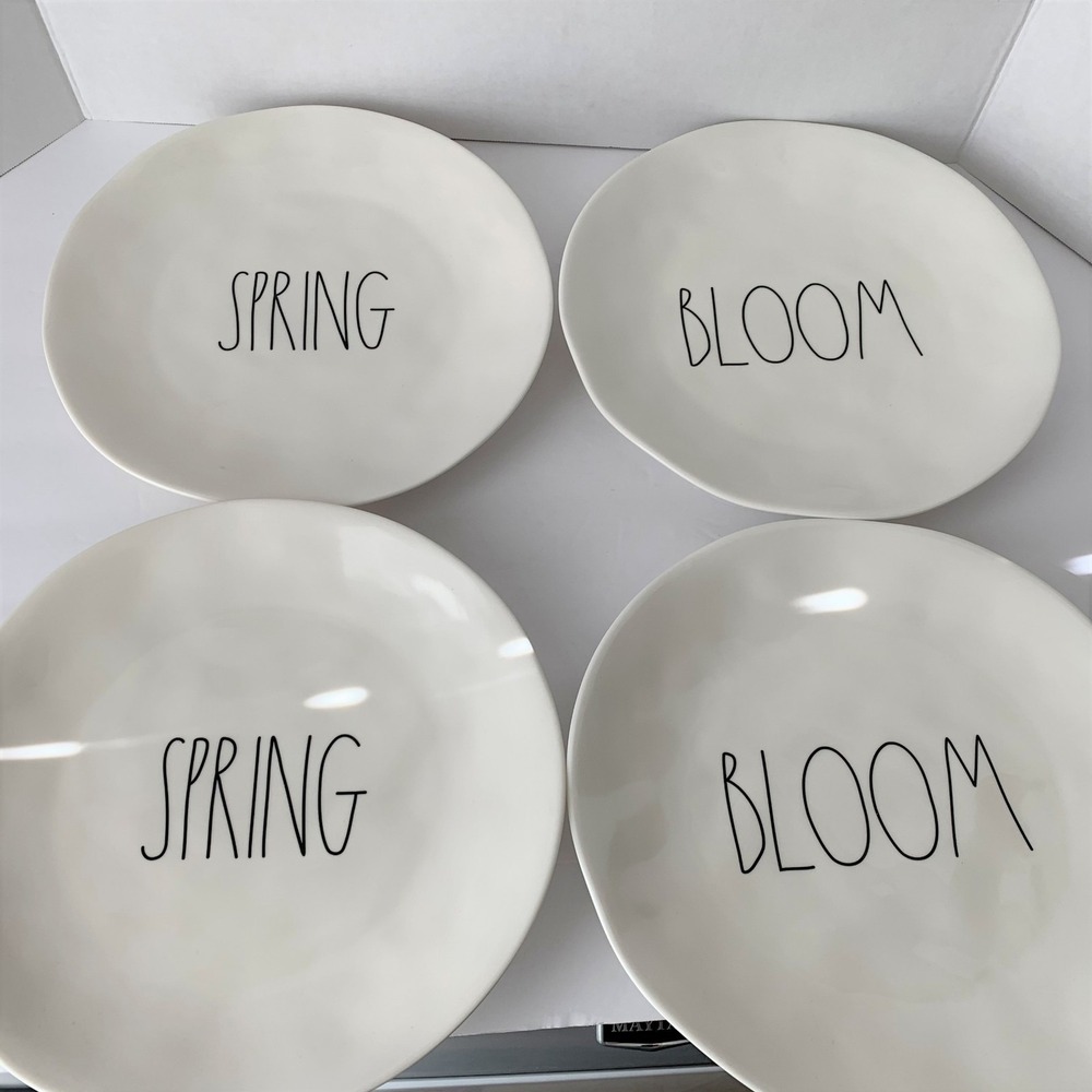 Rae Dunn Magenta (4) 10" & (4) 8" Melamine Plates "Spring" and "Bloom" NEW